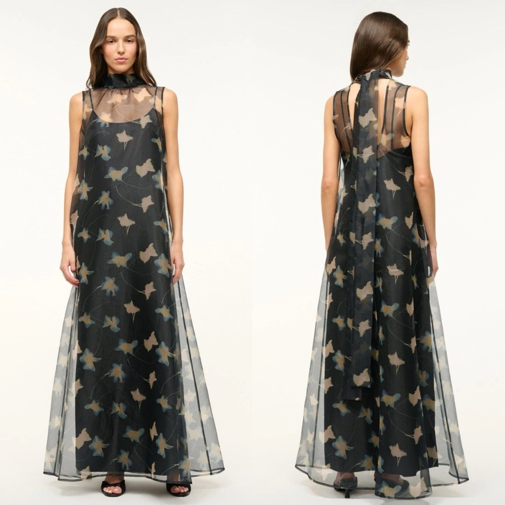 Staud Albee Maxi Dress in Botanical Shadows Size Large